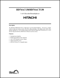 HD74ACT138 datasheet: 3-to-8 line Decoder/Demultiplexer HD74ACT138