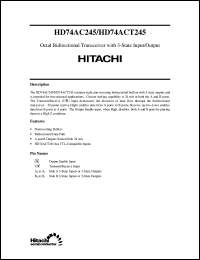 HD74AC245 datasheet: Octal Bus Transceivers with 3-state outputs HD74AC245