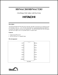 HD74ACT283 datasheet: 4-bit Binary Full Adder HD74ACT283