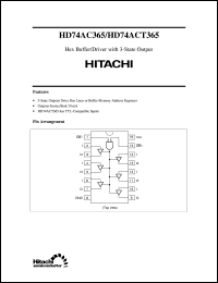 HD74ACT365 datasheet: Hex Bus Drivers with 3-state outputs HD74ACT365