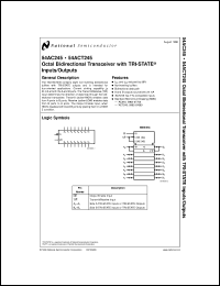 5962-8766301MSA datasheet: Octal Bidirectional Transceiver with TRI-STATE Inputs/ Outputs 5962-8766301MSA