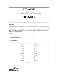 HD74AC670 datasheet: 4-by-4 Register File with 3-state outputs HD74AC670