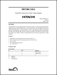 HD74BC245A datasheet: Octal Bus Transceivers with 3-state outputs HD74BC245A