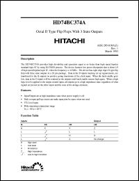 HD74BC374A datasheet: Octal D-type Flip-Flops with 3-state outputs HD74BC374A