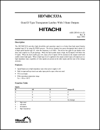 HD74BC533A datasheet: Octal D-type Transparent Latches with 3-state outputs HD74BC533A