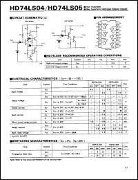 HD74LS04 datasheet: Hex Inverters HD74LS04