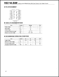 HD74LS06 datasheet: Hex Inverters Buffers/Drivers with Open Collector High-Voltage output HD74LS06