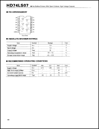 HD74LS07 datasheet: Hex Buffers/Drivers with Open Collector High-Voltage output HD74LS07