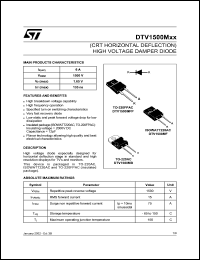 DTV1500MF datasheet: High voltage damper diode for horizontal deflection, 1500V, 6A, 135 ns DTV1500MF