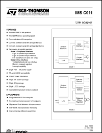 IMSC011-W20S datasheet: Link adaptor, 10 or 20 Mbits/sec operating speed IMSC011-W20S