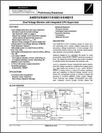 X40010V8-C datasheet: Dual voltage monitor with integrated CPU supervisor, 400kHz 2-wire interface X40010V8-C