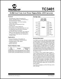 TC3401VPE datasheet: 16-Bit low cost, low power sigma-delta A/D converter TC3401VPE