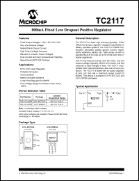 TC2117-3.0VEBTR datasheet: 800mA fixed low dropout positive regulator 3.0V TC2117-3.0VEBTR