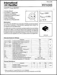 IRF634S datasheet: Power MOSFET, 250V, 8.1A IRF634S
