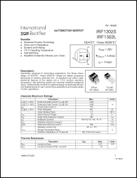 IRF1302S datasheet: Power MOSFET, 20V, 174A IRF1302S