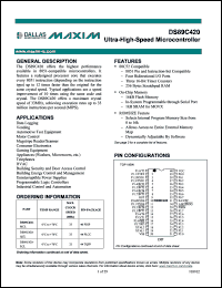 DS89C420-MCL datasheet: Ultra-high-speed microcontroller 80C52 compatible, 33 MHz DS89C420-MCL