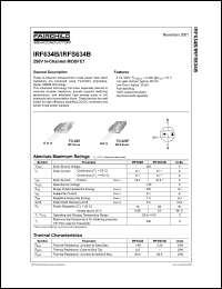 IRFS634B datasheet: N-channel MOSFET, 250V, 8.1A IRFS634B