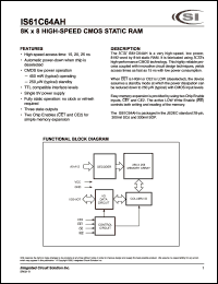 IS61C64AH-15U datasheet: 15ns; 5V; 8K x 8 high-speed CMOS static RAM IS61C64AH-15U