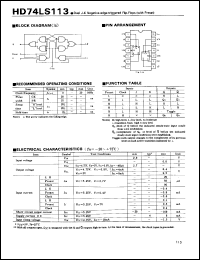 HD74LS113 datasheet: Dual J-K Flip-Flops with Preset HD74LS113