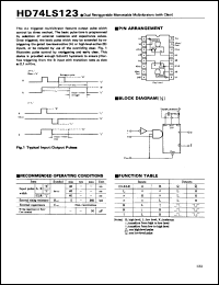 HD74LS123 datasheet: Dual Retriggerable Monostable Multivibrators with Clear HD74LS123