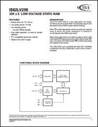 IS62LV256-45JI datasheet: 45ns; 3.3V; 32K x 8 low voltage static RAM IS62LV256-45JI