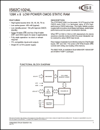 IS62C1024L-35W datasheet: 35ns; 5V; 128K x 8 low-power CMOS static RAM IS62C1024L-35W