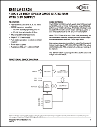 IS61LV12824-9B datasheet: 9ns; 3.3V; 128K x 24 high-speed CMOS CMOS static RAM IS61LV12824-9B