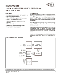 IS61LV12816-8BI datasheet: 8ns; 3.3V; 128K x 16 high-speed CMOS CMOS static RAM IS61LV12816-8BI