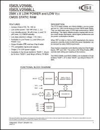 IS62LV2568L-55T datasheet: 55ns; 2.7-3.6V; 256K x 8 low-power and low Vcc CMOS static RAM IS62LV2568L-55T