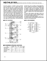HD74LS193 datasheet: Synchronous Up/Down 4-bit Binary Counter with Dual Clock Lines HD74LS193