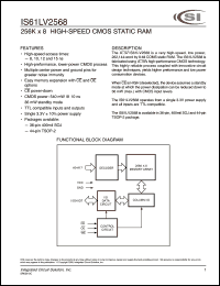 IS61LV2568-10K datasheet: 10ns; 3.3V; 256K x 8 high-speed CMOS static RAM IS61LV2568-10K