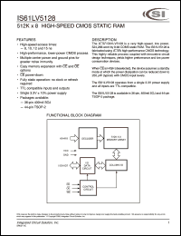 IS61LV5128-10TI datasheet: 10ns; 3.3V; 512K x 8 high-speed CMOS static RAM IS61LV5128-10TI