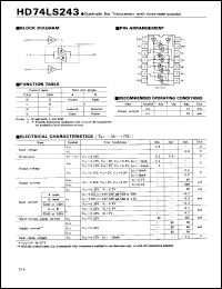 HD74LS243 datasheet: Quad. Bus Transceivers with non-inverted 3-state outputs HD74LS243
