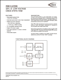 IS61LV256-12T datasheet: 12ns; 3.3V; 32K x 8 low voltage CMOS static RAM IS61LV256-12T