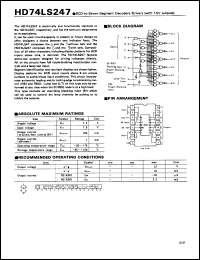 HD74LS247 datasheet: BCD-to-Seven Segment Decode/Driver with 15V outputs HD74LS247