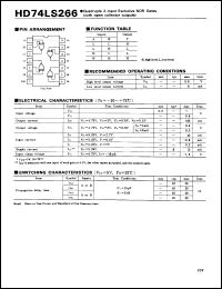 HD74LS266 datasheet: Quad. 2-input Exclusive-NOR Gates with Open Collector output HD74LS266