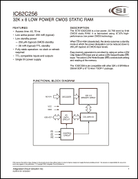 IC62C256-70U datasheet: 70ns; 5V; 32K x 8 low power CMOS static RAM IC62C256-70U