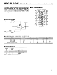 HD74LS641 datasheet: Octal Bus Transceivers with non-inverted open-collector outputs HD74LS641