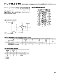 HD74LS645 datasheet: Octal Bus Transceivers with non-inverted 3-state outputs HD74LS645