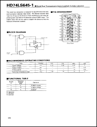 HD74LS645-1 datasheet: Octal Bus Transceivers with non-inverted 3-state outputs HD74LS645-1