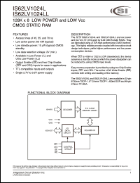 IS62LV1024L-45Q datasheet: 45ns; 2.7-3.6V; 128K x 8 low power and low Vcc CMOS static RAM IS62LV1024L-45Q