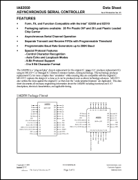 IA82050-PLC28C-01 datasheet: 0.4-0.7V; 155mW asynchronous serial controller IA82050-PLC28C-01