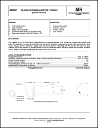 61053-101 datasheet: 0.7-2mA 50V silicon phototransistor PIGTAIL: type GS3020 61053-101