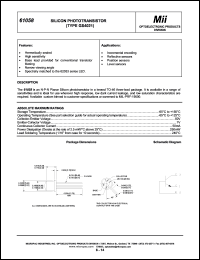 61058-001 datasheet: 1-5mA 50V silicon phototransistor: type GS4021 61058-001