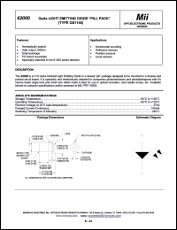 62000-003 datasheet: 2V 100mA +1mW GaAs light emitting diode PILL PACK: type GS1140 62000-003