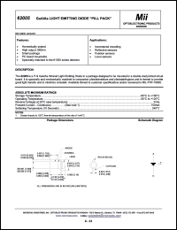 62005-102 datasheet: 2V 100mA +1mW GaAIAs light emitting diode PILL PACK 62005-102