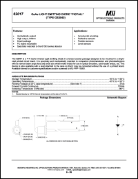 62017-103 datasheet: 2V 100mA +0.70-0.90mW GaAIAs light emitting diode PIGTAIL: type GS3040 62017-103