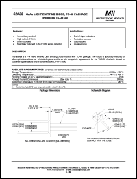 62038-003 datasheet: 2V +2.5mW GaAs light emitting diode: replaces TIL31-34. Specially matched to the 61058 series detector 62038-003