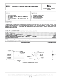 62074-102 datasheet: 1V; 100mA; fiber optic GaAs light emitting diode. Specially matched to the 61082 series PIN diode 62074-102