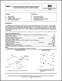 66005-011 datasheet: 5-10V; 50mA; 250mW 16kV high voltage isolator with phototransistor or photodarlington output, ceramic package 66005-011